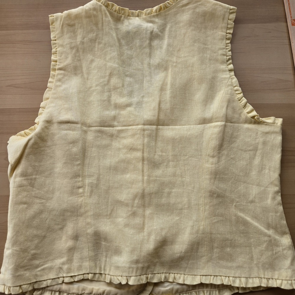 Rachel Zoe Women's Large Yellow Linen Blend Ruffle Trim Button Front Vest Top... - Picture 9 of 16